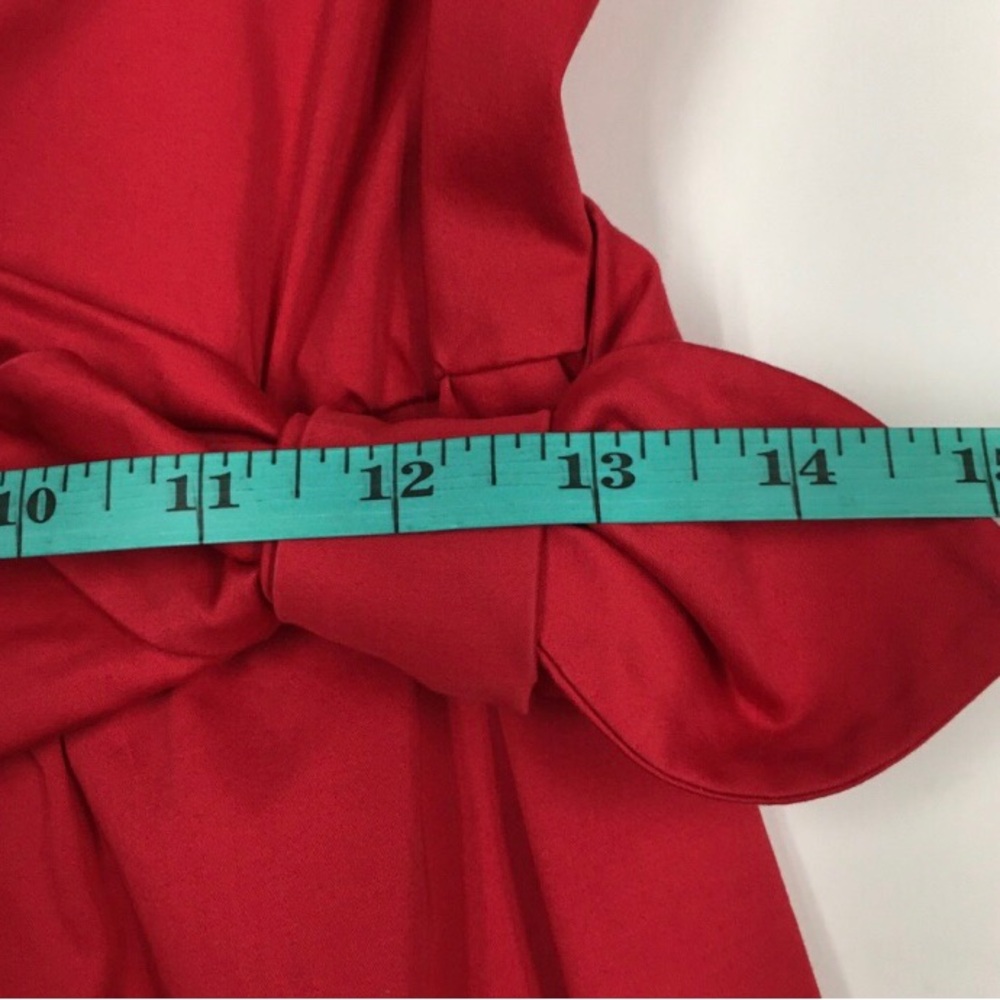 Moschino Side Bow Square Neck Dress 8 Red Italian Designer Chic Retro Classic - Picture 12 of 13